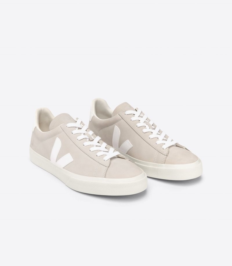 Mens Veja Campo Nubuck Trainers Beige / White KSA | S4V4L7