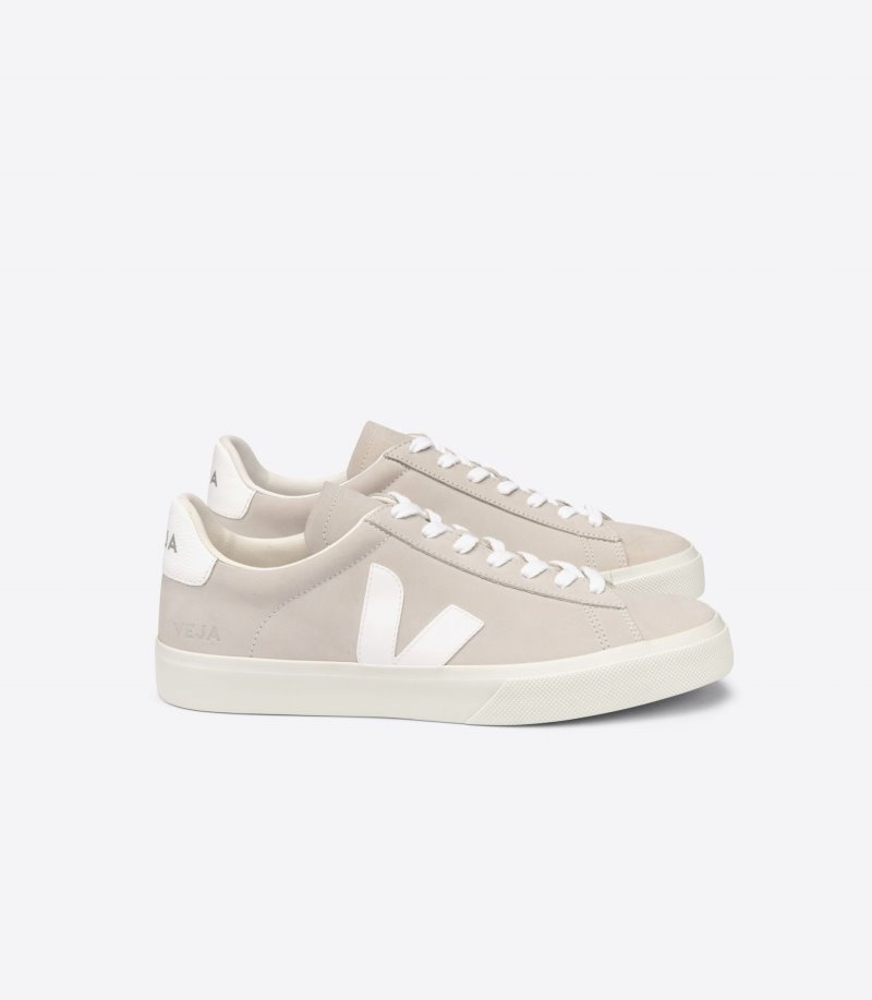 Mens Veja Campo Nubuck Trainers Beige / White KSA | S4V4L7