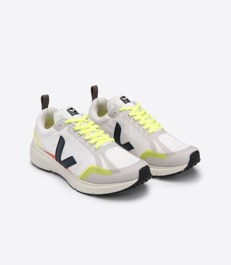 Mens Veja Condor 2 Alveomesh Trainers White / Navy / Yellow KSA | QUJ5FM