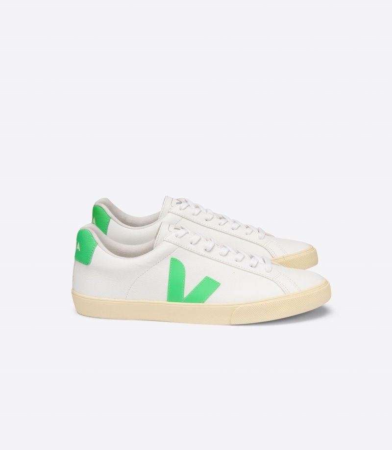 Mens Veja Esplar Chromefree Trainers White / Green KSA | DXX-8277