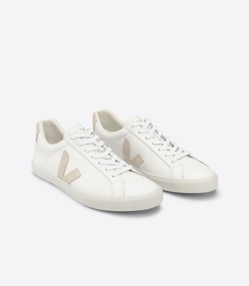 Mens Veja Esplar Leather Trainers White / Beige KSA | UOM-4757