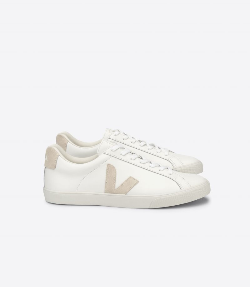 Mens Veja Esplar Leather Trainers White / Beige KSA | UOM-4757