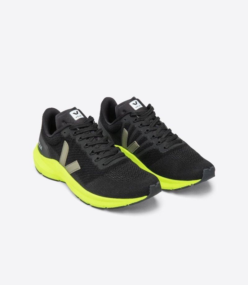 Mens Veja Marlin Lt V Knit Trainers Black / Yellow KSA | MZ4VXJ