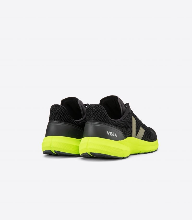 Mens Veja Marlin Lt V Knit Trainers Black / Yellow KSA | MZ4VXJ