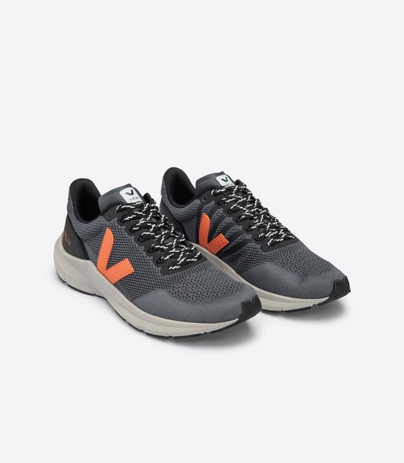 Mens Veja Marlin Lt V Knit Trainers Dark Grey / Orange KSA | B256QS