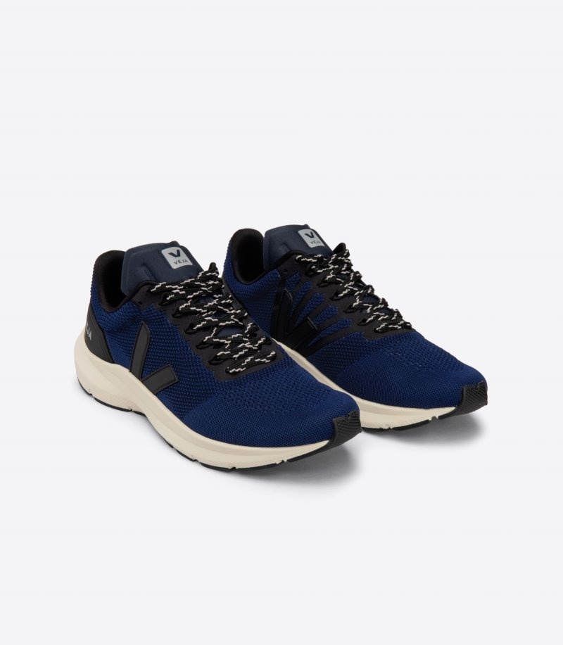 Mens Veja Marlin Lt V-knit Trainers Black / Dark Blue KSA | 7K1K1H