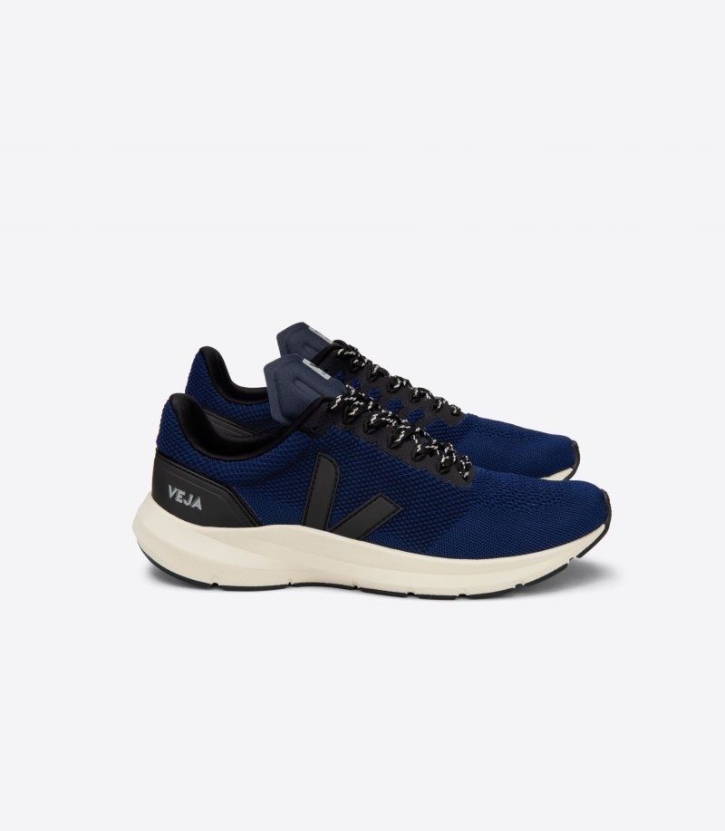 Mens Veja Marlin Lt V-knit Trainers Black / Dark Blue KSA | 7K1K1H