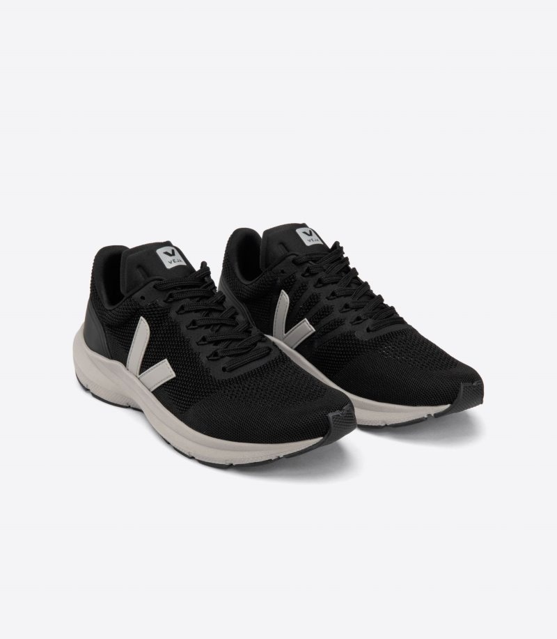 Mens Veja Marlin V-knit Trainers Black / Grey KSA | BHPS3B