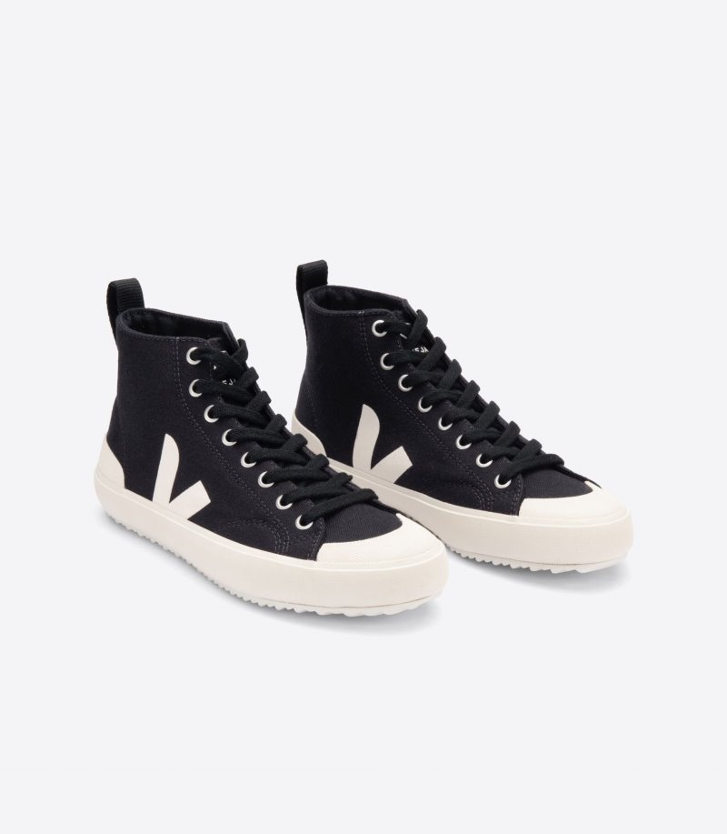 Mens Veja Nova Ht Canvas Trainers Black / White KSA | YZH-0424