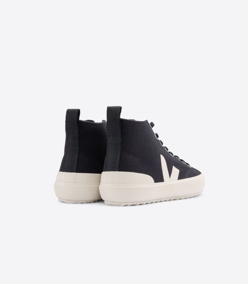 Mens Veja Nova Ht Canvas Trainers Black / White KSA | YZH-0424