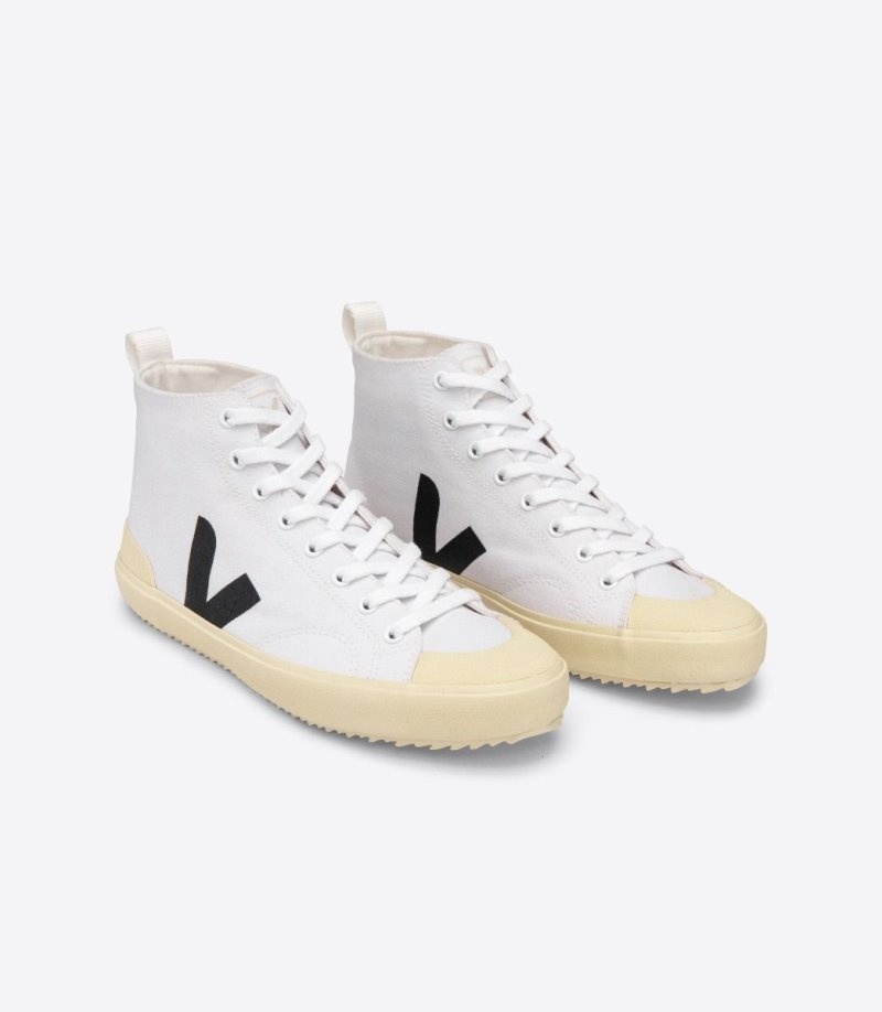 Mens Veja Nova Ht Canvas Trainers White / Black KSA | NFJ-9503