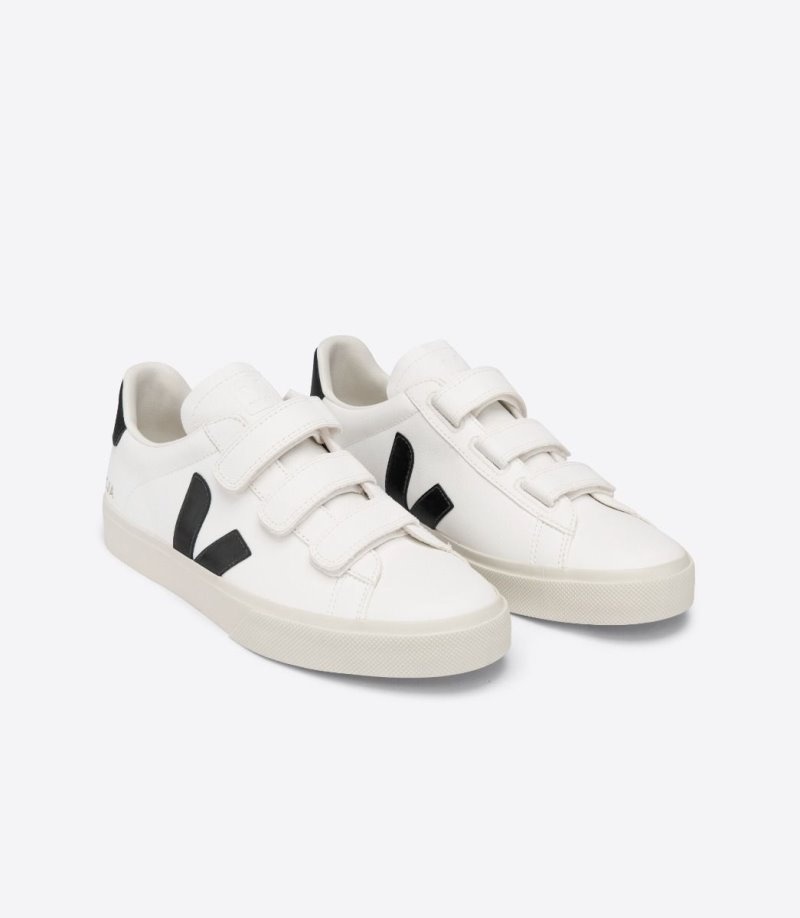 Mens Veja Recife Chromefree Leather Trainers White / Black KSA | M7NJDZ