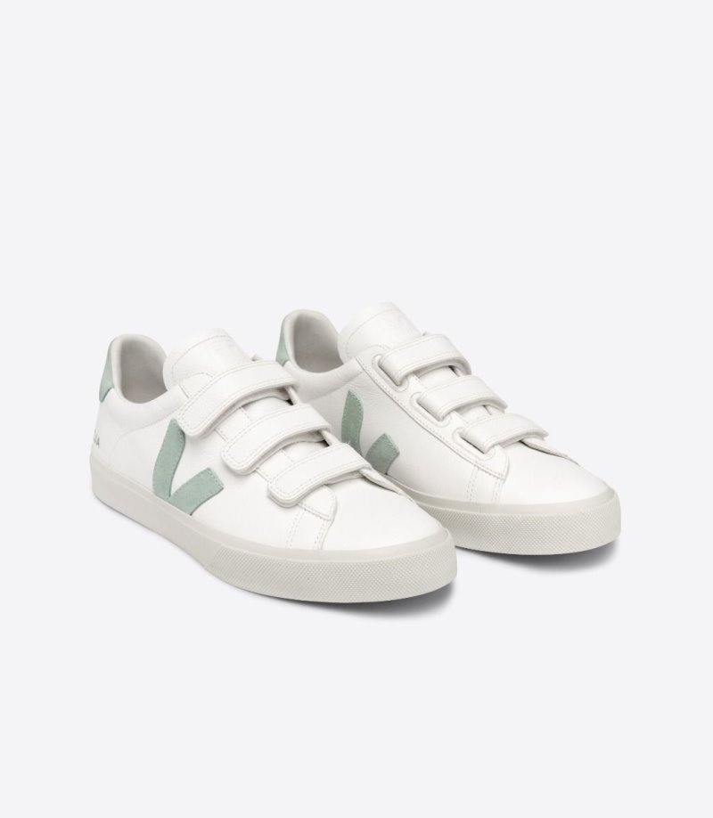 Mens Veja Recife Chromefree Leather Trainers White / Light Green KSA | GHV0T1