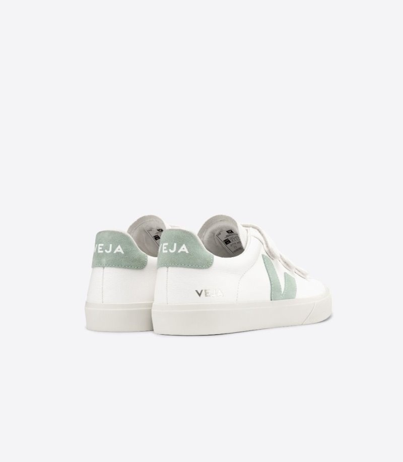 Mens Veja Recife Chromefree Leather Trainers White / Light Green KSA | GHV0T1