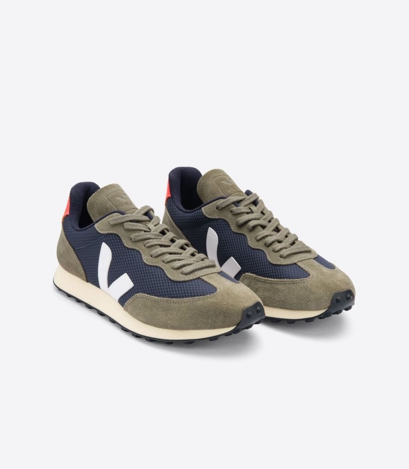 Mens Veja Rio Branco Alveomesh Trainers Olive / Navy KSA | Y4HFQE