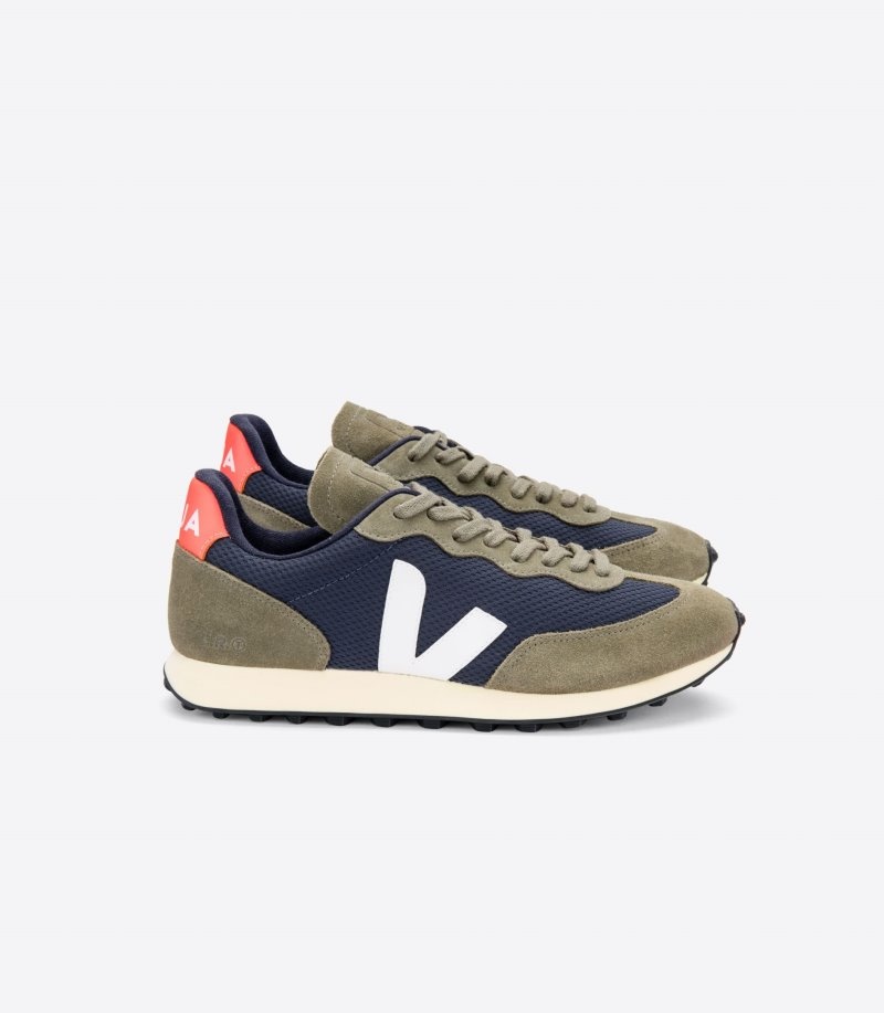 Mens Veja Rio Branco Alveomesh Trainers Olive / Navy KSA | Y4HFQE