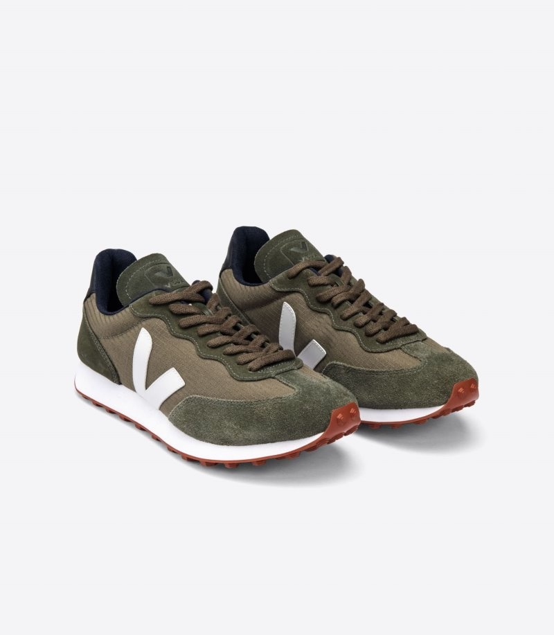 Mens Veja Rio Branco Ripstop Trainers Olive / White KSA | S0WARR