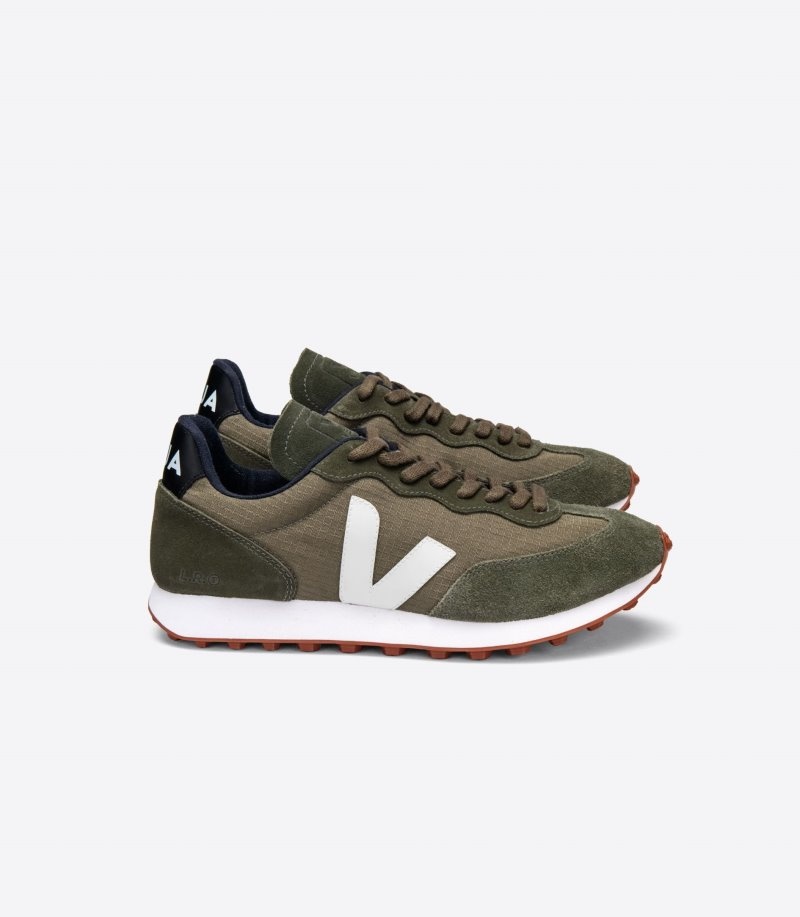 Mens Veja Rio Branco Ripstop Trainers Olive / White KSA | S0WARR