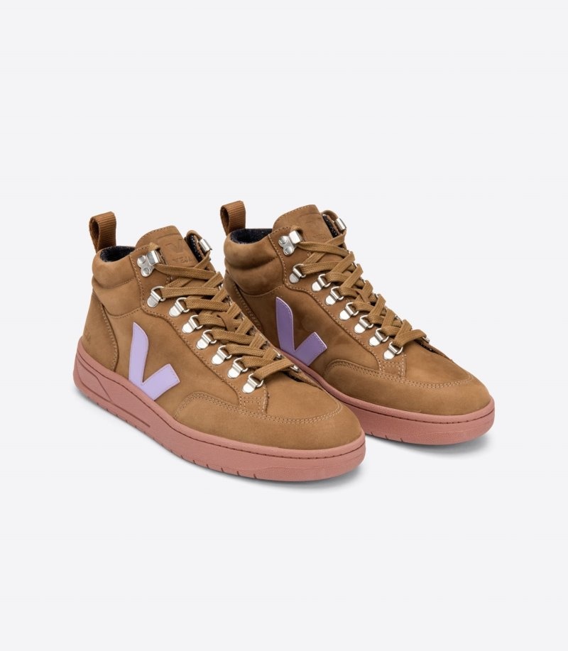 Mens Veja Roraima Nubuck Trainers Brown / Purple KSA | 0DJZRP