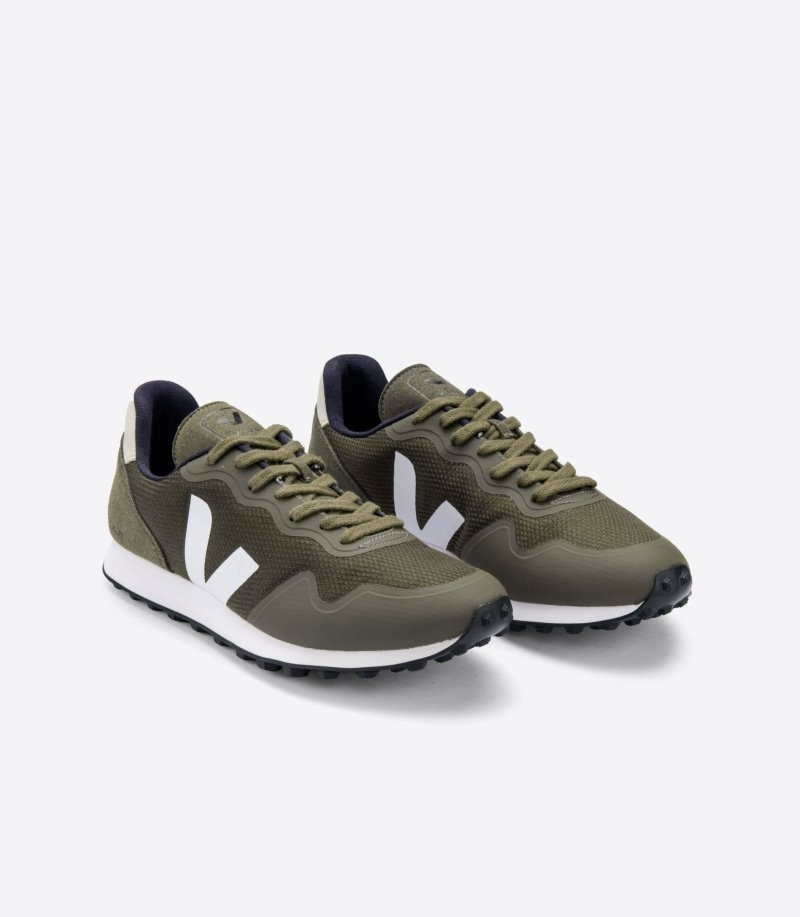 Mens Veja Sdu B-Mesh Trainers Olive / White KSA | ULG-3349