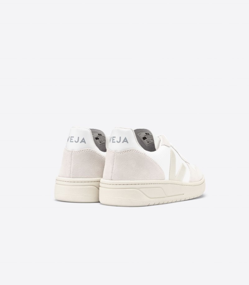 Mens Veja V-10 B-Mesh Trainers White / Beige KSA | AMTZQA