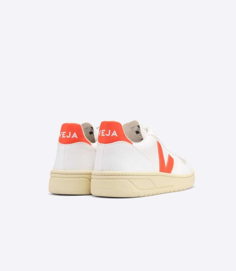 Mens Veja V-10 CWL Trainers White / Orange KSA | BV1PLE