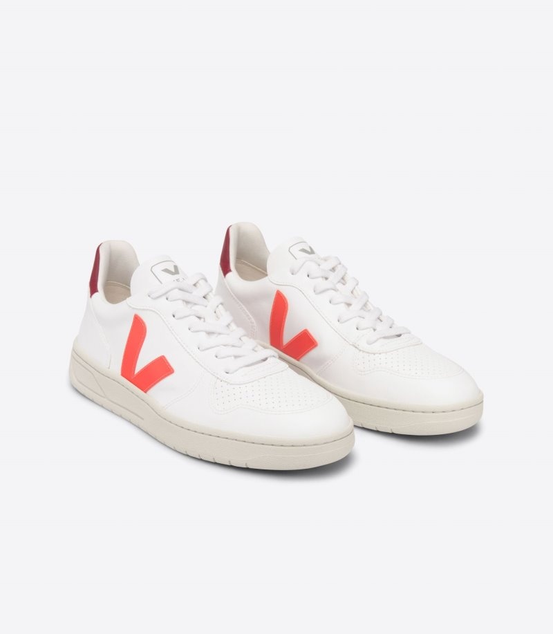 Mens Veja V-10 CWL Trainers White / Orange KSA | 13SCKR