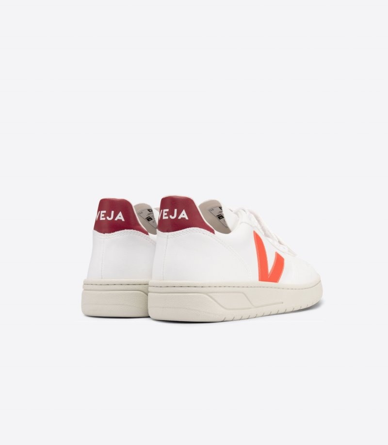 Mens Veja V-10 CWL Trainers White / Orange KSA | 13SCKR