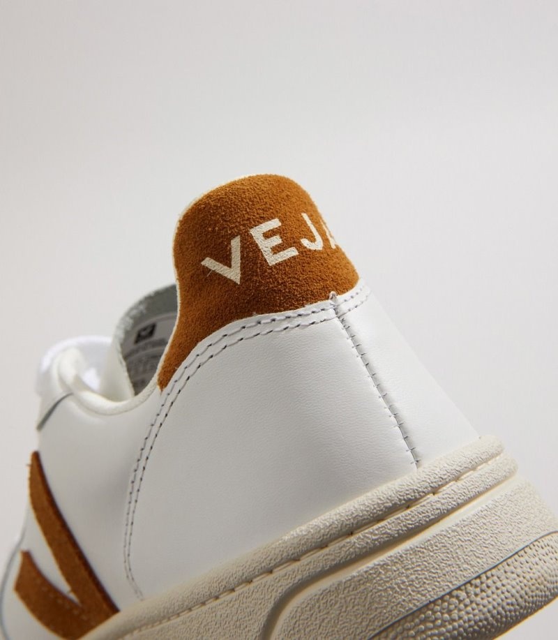 Mens Veja V-10 Leather Trainers White / Brown KSA | A2HEOK