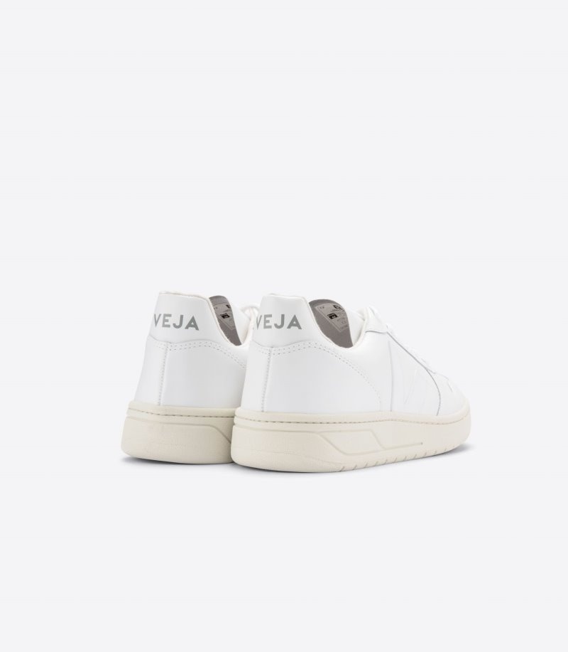 Mens Veja V-10 Leather Trainers White KSA | D6LVFK