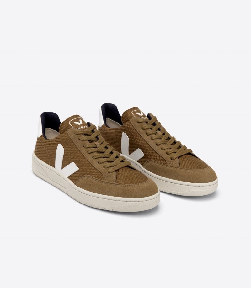 Mens Veja V-12 Vegan B-Mesh Trainers Brown / White KSA | 2Y760J