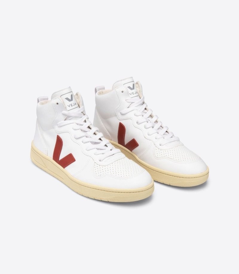 Mens Veja V-15 CWL Trainers White / Red KSA | GJWUAY