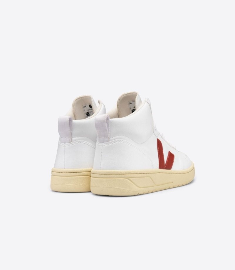 Mens Veja V-15 CWL Trainers White / Red KSA | GJWUAY