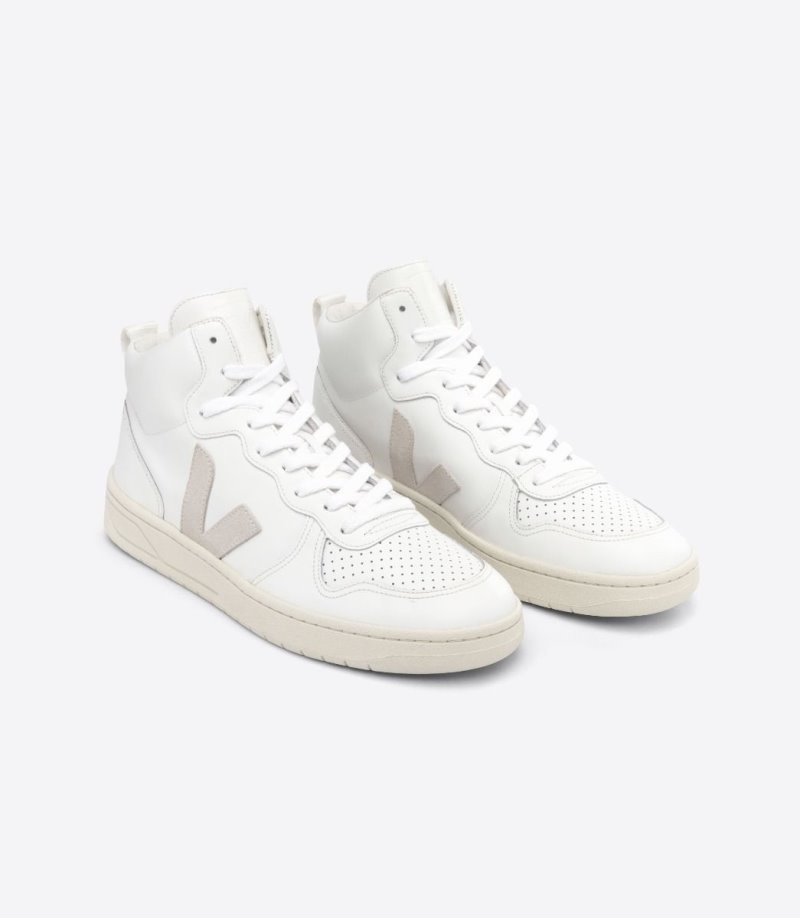 Mens Veja V-15 Leather Trainers White KSA | 40DVGR