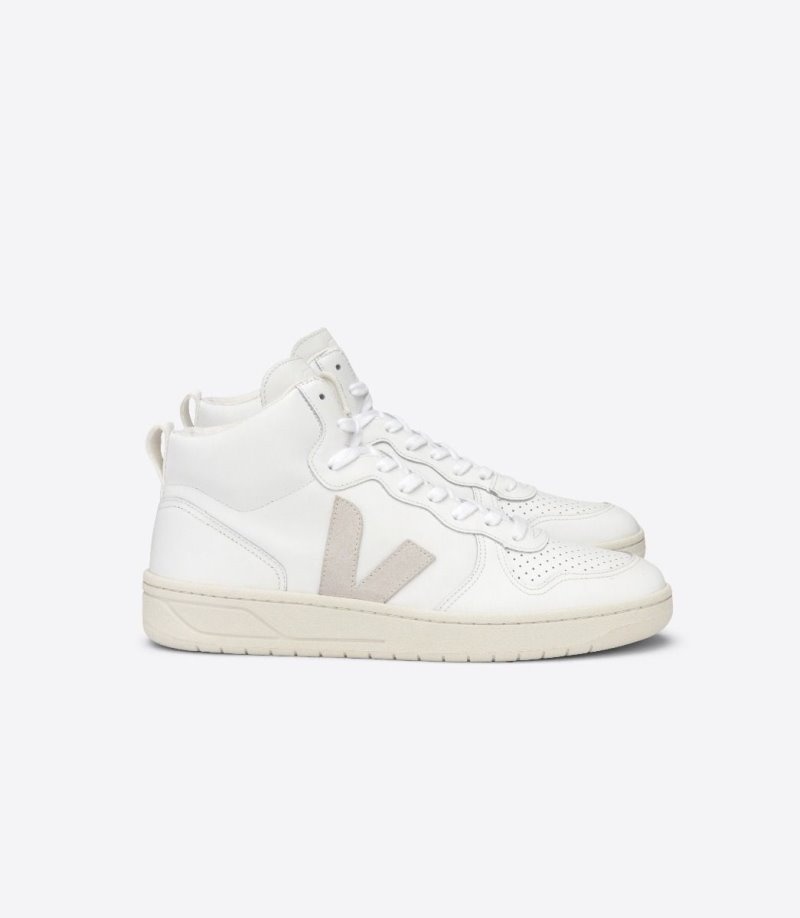 Mens Veja V-15 Leather Trainers White KSA | 40DVGR