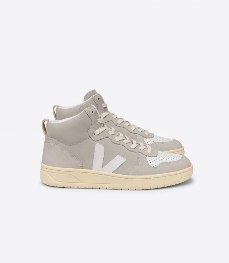 Mens Veja V-15 Nubuck Trainers Beige / White KSA | 6YVK95