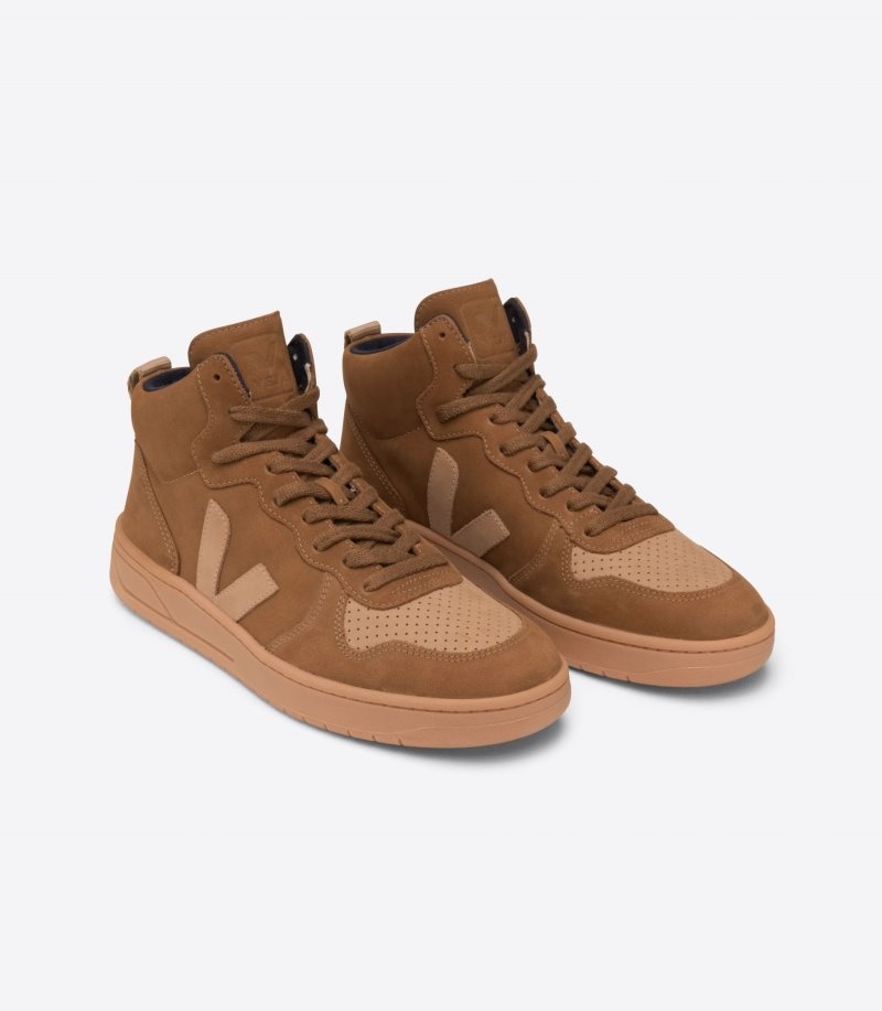 Mens Veja V-15 Nubuck Trainers Brown KSA | 6UZC5E