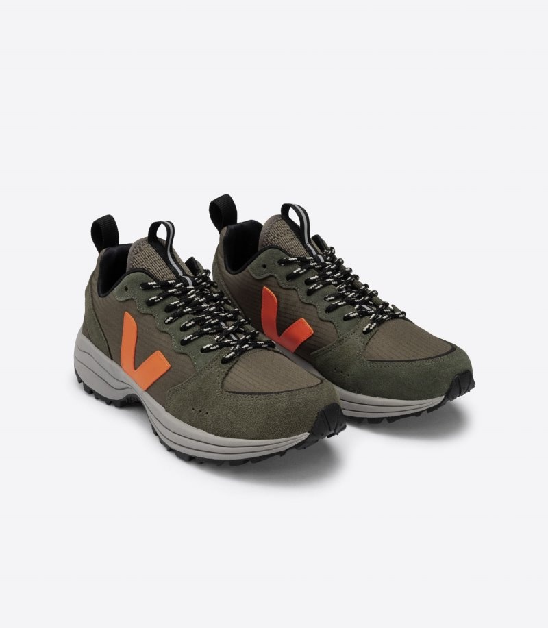 Mens Veja Venturi Ripstop Trainers Olive / Orange KSA | 2PGOWN