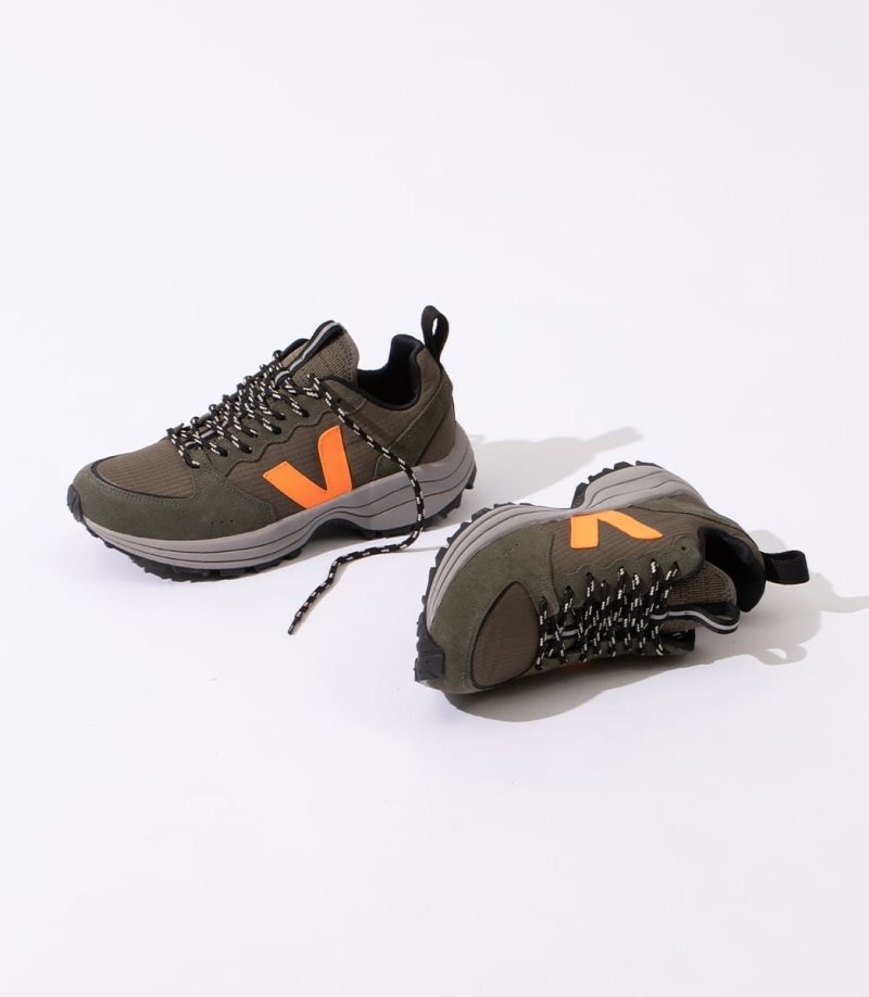 Mens Veja Venturi Ripstop Trainers Olive / Orange KSA | 2PGOWN