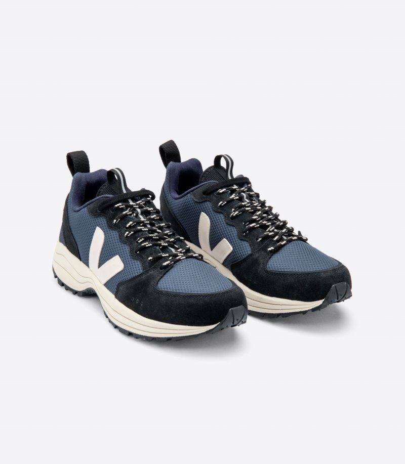 Mens Veja Venturi Trainers Black / Dark Blue KSA | G74KO4