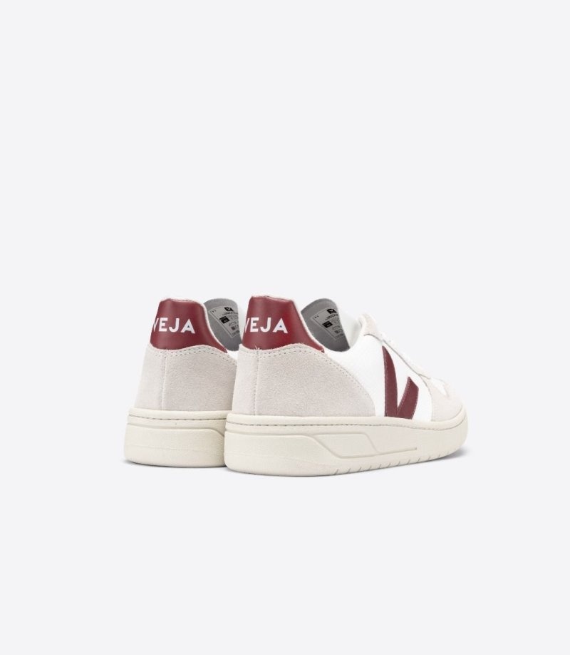 Mens Veja Vstore V-10 Bmesh Trainers White / Beige / Burgundy KSA | GECN9L