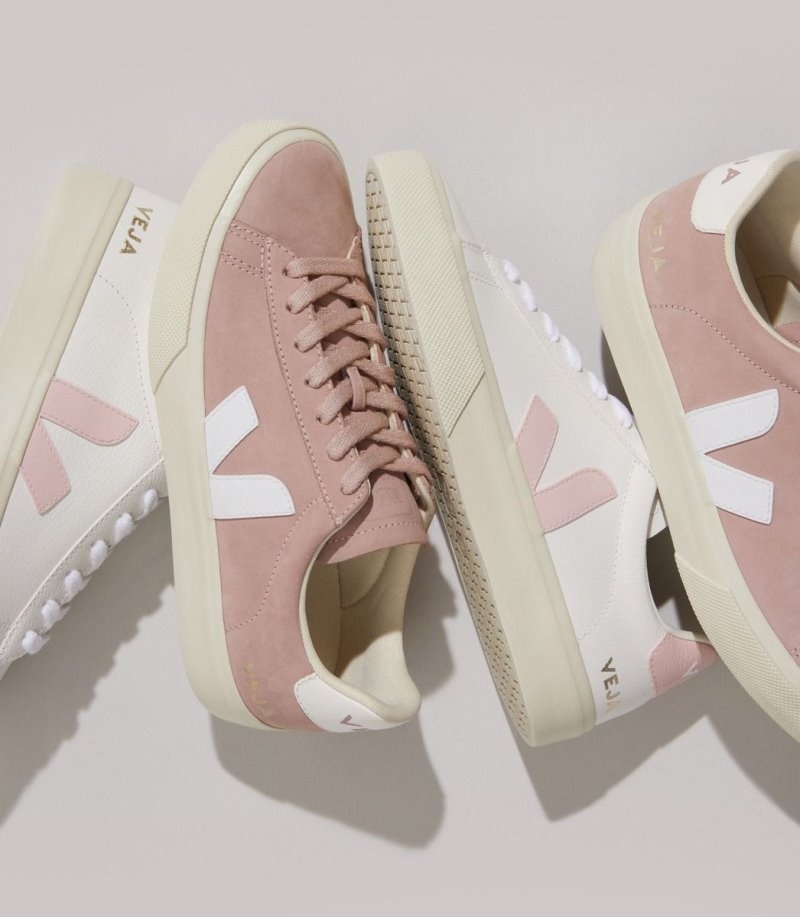 Womens Veja Campo Chromefree Trainers White / Pink KSA | WKYQYL