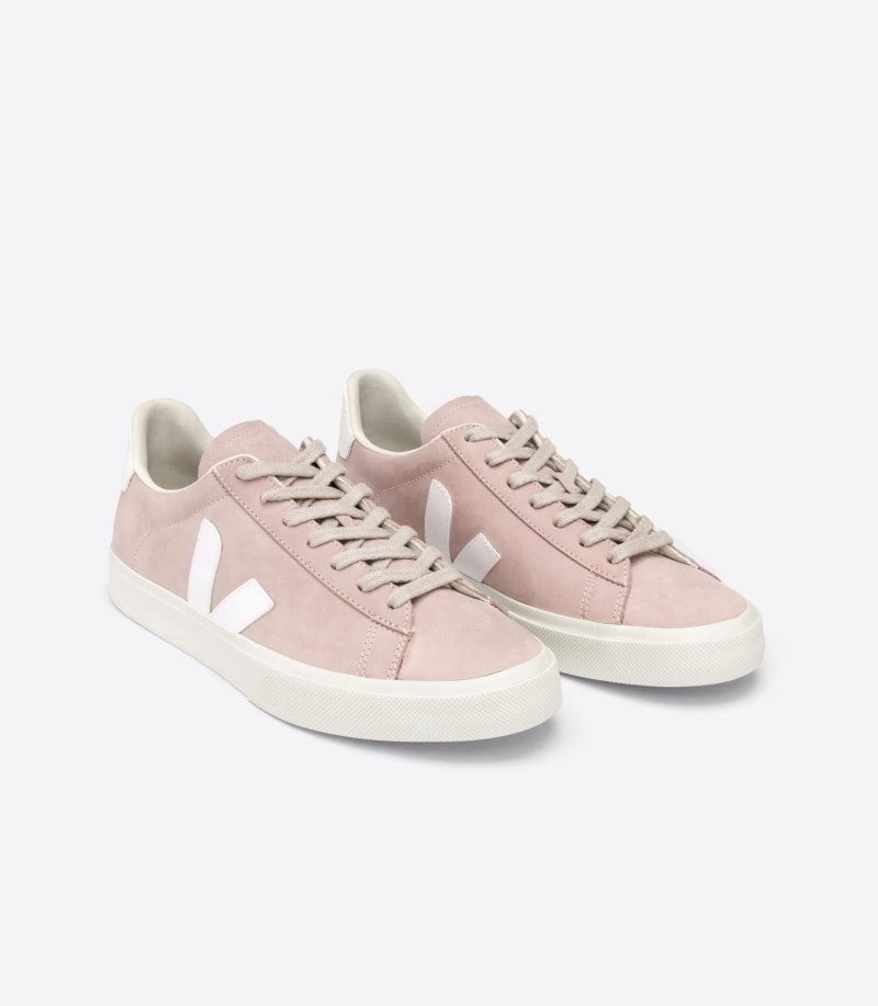 Womens Veja Campo Nubuck Trainers Pink / White KSA | 4KJ01J