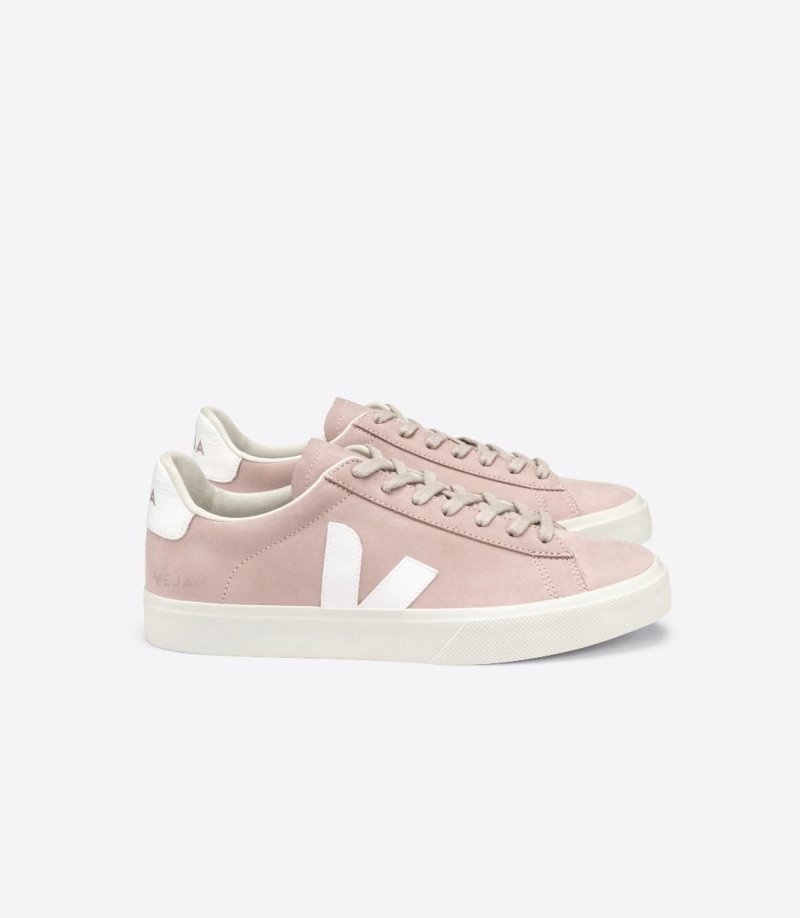 Womens Veja Campo Nubuck Trainers Pink / White KSA | 4KJ01J