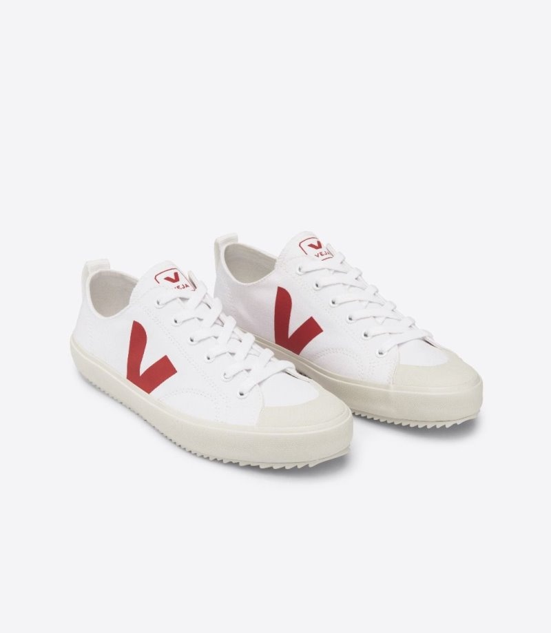 Womens Veja Nova Canvas Trainers White / Red KSA | LHN-6294