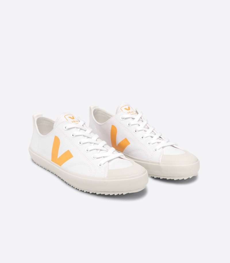 Womens Veja Nova Canvas Trainers White / Yellow KSA | ERL-3123