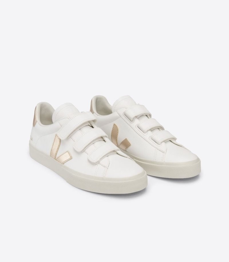 Womens Veja Recife Chromefree Trainers White / Gold KSA | NU9END