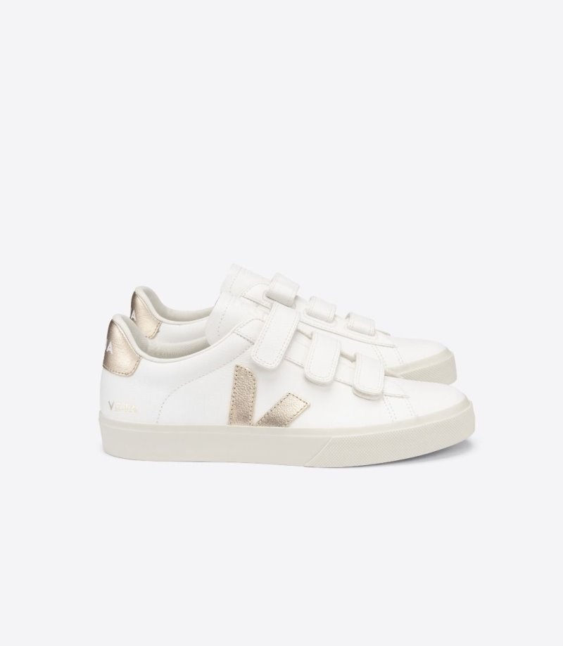 Womens Veja Recife Chromefree Trainers White / Gold KSA | NU9END