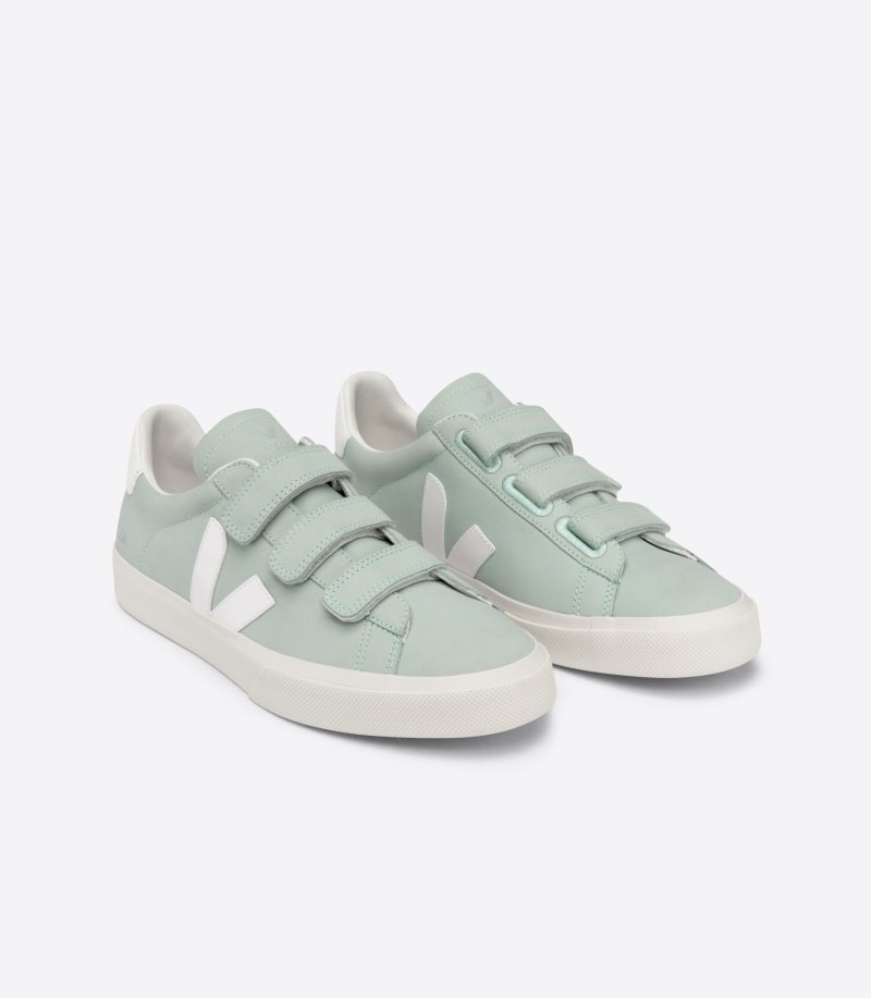 Womens Veja Recife Nubuck Trainers Light Green / White KSA | YCZ6Y1