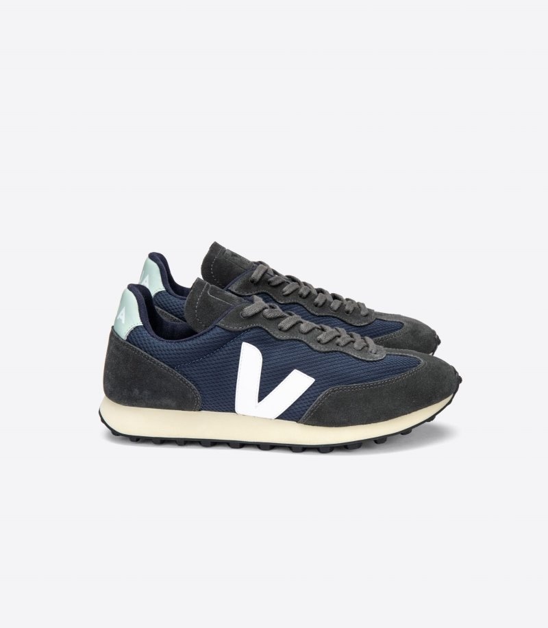 Womens Veja Rio Branco Alveomesh Trainers Black / Dark Blue KSA | V4MG5E